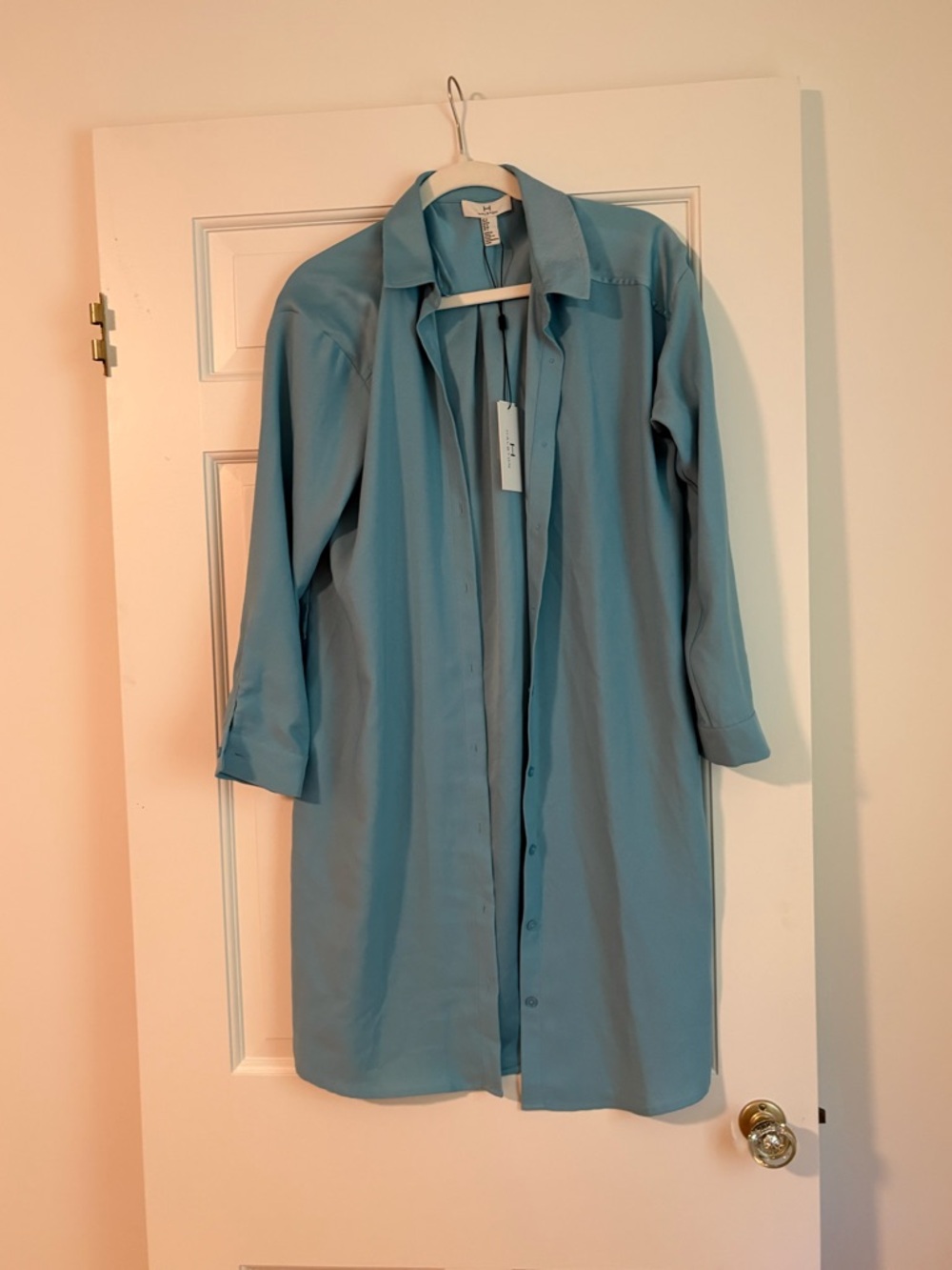 Halston Heritage Light Blue Button-Front Shirt Dress